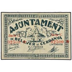 Serie 3 billetes 25, 50 Cèntims y 1 Pesseta. 17 Juliol 1937. Aj. de BELLVER DE CERDANYA. AT-395/397;