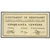 Image 1 : 50 Cèntims. 31 Juliol 1937. C.M. de BENISSANET. ESCASO. AT-420; T-496. MBC+. PAPER MONEY OF TH