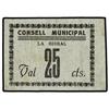 Image 1 : 25 Cèntims. S/F. C.M. de LA BISBAL. Cartón. ESCASO. AT-449; T-543. MBC+. PAPER MONEY OF THE CI
