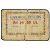 Image 1 : 50 Cèntims. 12 Abril 1937. Aj. de CANTALLOPS. RARO. AT-644a; T-752a. BC+. PAPER MONEY OF THE C