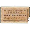 Image 1 : 1 Pesseta. S/F. C.M. de CAPAFONTS. (Roturas). RARO. AT-647; T-758. MBC-. PAPER MONEY OF THE CI