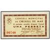 Image 1 : 1 Pesseta. 10 Juny 1937. C.M. de CREIXELL DE MAR. ESCASO. AT-900; T-1038. MBC+. PAPER MONEY OF