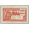 Image 1 : 1 Pesseta. S/F. C.M. de l´ESTANY. (Algo sucio). AT-968; T-1115. MBC+. PAPER MONEY OF THE CIVIL