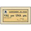 Image 1 : Lote 2 billetes 50 Cèntims y 1 Pesseta. Maig 1937. Aj. de FOIXÀ. AT-1028, 1029; T-1198, 1199. EBC- y