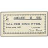 Image 1 : 5 Pessetes. Maig 1937. Aj. de FOIXÀ. T-1200. EBC. PAPER MONEY OF THE CIVIL WAR: CATALUNYA