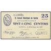 Image 1 : 25 Cèntims. 22 Juny 1937. C.M. de GARCIA. MUY ESCASO. AT-1089; T-1265. MBC+. PAPER MONEY OF TH