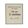 Image 1 : 5 Cèntims. S/F. Aj. de LA GRANADA DEL PENEDÈS. Cartón. Acento agudo en ´Céntims´. AT-1161a; T-1339a.