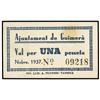 Image 1 : 1 Pesseta. Novembre 1937. Aj. de GUIMERÀ. (Manchitas). ESCASO. AT-1220; T-1397. EBC. PAPER MON