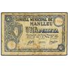 Image 1 : Lote 2 billetes 50 Cèntims y 1 Pesseta. 1 Maig 1937. C.M. de MANLLEU. 50 Cèntims, sin CNT en pie de