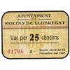 Image 1 : 25 Cèntims. 26 Novembre 1937. Aj. de MOLINS DE LLOBREGAT. Cartón. AT-1509b; T-1731b. MBC+. PAP