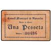 Image 1 : 1 Pesseta. S/F. C.M. de NAVARCLES. Cartón. (Manchita). ESCASO. AT-1639a; T-1885a. (MBC+). PAPE