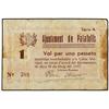 Image 1 : 1 Pesseta. 29 Maig 1937. Aj. de PALAFOLLS. (Manchas). ESCASO. AT-1734; T-1993. MBC. PAPER MONE
