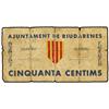 Image 1 : 50 Cêntims. 16 Maig 1937. Aj. de RIUDARENES. (Roturas. Reparado). RARO. AT-2144; T-2481. BC. P