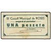 Image 1 : Lote 2 billetes 50 Cèntims y 1 Pesseta. s/F. C.M. de ROSES. AT-2212, 2213; T-2553, 2558a. MBC y MBC-