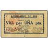 Image 1 : Lote 2 billetes 50 Cèntims y 1 Pesseta. 22 Maig 1937. Aj. de SILS. (Reparaciones). AT-2377, 2378; T-