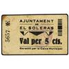 Image 1 : 5 Cèntims. S/F. Aj. de SOLERÀS. Cartón. (Algo sucio). AT-2386a; T-2765a. MBC+. PAPER MONEY OF