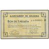Image 1 : 1 Pesseta. 19 Març 1937. Aj. de SOLSONA. AT-2387; T-2777. MBC+. PAPER MONEY OF THE CIVIL WAR: