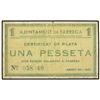 Lote dos billetes 25 Cèntims y 1 Pesseta. Agost y Octubre 1937. Aj. de TÀRREGA. (El de 1 PEsseta, ro