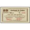Image 1 : 25 Cèntims. 8 Setembre 1937. Aj. deTORDERA. (Arruguita. Pequeño resto de adhesivo en reverso). AT-25