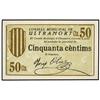 Image 1 : 50 Cèntims. S/F. C.M. d´ULTRAMORT. ESCASO. AT-2623a; T-3042a. SC. PAPER MONEY OF THE CIVIL WAR