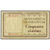 Image 1 : 50 Cèntims. 1 Juny 1937. Aj. de VILOVÍ D´ONYAR. ESCASO. AT-2898; T-3367. MBC+. PAPER MONEY OF