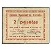 Image 1 : 2 Pesetas. 16 Mayo 1937. C.M. de BOLTAÑA (Huesca). (Roturas. Reparación con papel en reverso). Mont-