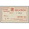 1 Peseta. S/F. C.M. de ESCATRÓN (Zaragoza). (Rotura central, reparada con trozos de cinta adhesiva).