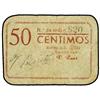Image 1 : 50 Céntimos. Junio 1937. C.M. de BAÑERES (Alicante). Cartulina. Mont-228B; TV-246b. MBC-. PAPE