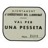 Image 1 : 1 Pesseta. S/F. Aj. d´AIGÜESTOSES DEL LLOBREGAT. Cartón. RARO. AT-33; T-48. EBC.