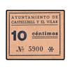 Image 1 : 10 Céntimos. S/F. Ay. de CASTELBELL Y EL VILAR. (Algo sucio). RARO. AT-701; T-820. EBC.