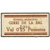 0,25 Pessetes. S/F. C.M. de GERRI DE LA SAL. Cartulina. (Manchitas). RARO. AT-1116; T-1292. EBC-.