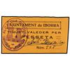 Image 1 : 1 Pesseta. S/F. Aj. de IBORRA. Cartulina. MUY ESCASO. AT-1271; T-1445. SC.