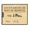 Image 1 : 2 Pessetes. S/F. Aj. de MAIÀ DE MONTCAL. Cartón. MUY RARO. AT-1393a; T-1590a. EBC.