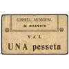 Image 1 : 1 Pesseta. S/F. C.M. de MASROIG. Cartón. (Algo sucio). AT-1478; T-1692. MBC.