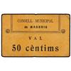 Image 1 : 50 Cèntims. S/F. C.M. de MASROIG. Cartón. (Sucio en reverso). MUY ESCASO. T-1693. MBC.