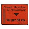 Image 1 : 50 Cèntims. S/F. C.M. de MASSALCOREIG. Cartón. RARO. AT-1481; T-1696. MBC.
