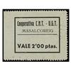 Image 1 : 2 Pesetas. S/F. COOPERATIVA C.N.T.-U.G.T. MASALCOREIG. Cartón. (Leves roturas). RARO. T-1700. EBC.