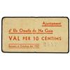 Image 1 : 10 Cèntims. Octubre 1937. Aj. d´ELS OMELLS DE NA GAIA. Cartulina. MUY RARO. AT-1713a; T-1968a. MBC.