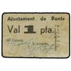 Image 1 : 1 Pesseta. S/F. Aj. de PONTS. MUY ESCASO. AT-1955; T-2252. MBC.