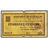 Image 1 : 50 Cèntims. 1 Octubre 1937. Aj. de ULLDEMOLINS. (Roturas. Sucio). MUY ESCASO. AT-2619; T-3038. BC+.