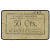 Image 1 : 50 Céntimos. S/F. C.M. de BLÁZQUEZ (Córodba). Cartón. (Pequeñas roturas). RARO. Mont-344A. MBC.