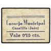 Image 1 : 0,10 Céntimos. S/F. C.M. de CAZALILLA (Jaén). Cartón. (Algo sucio). ¿INÉDITO?. KG-No cat. Mont-No ca