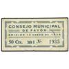 Image 1 : 50 Céntimos. 15 Enero 1938. C.M. de FAYÓN (Zaragoza). RARO. Mont-636D; TFP-200. MBC+.