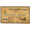 Image 1 : 25 Céntimos. S/F. C.M. de CAMUÑAS (Toledo). (Pequeñas roturas en márgenes. Algo sucio). INÉDITO. KG-