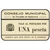 Image 1 : Lote 2 billetes 1 Peseta. S/F. C.M. de TORRALBA DE CALATRAVA (Ciudad Real). Cartón. Mont-1440C. EBC.