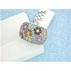 18k White Gold Ring with Diamonds and Gemstones