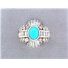 Image 3 : 14k Gold Diamond Ring with Diamonds and Turquoise