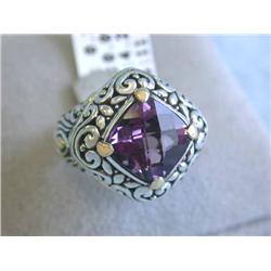 Silver and 18ky Gold Ring with Amethyst