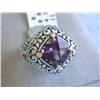 Image 1 : Silver and 18ky Gold Ring with Amethyst