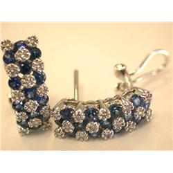 14k White Gold Earrings with Diamonds and Sapphires